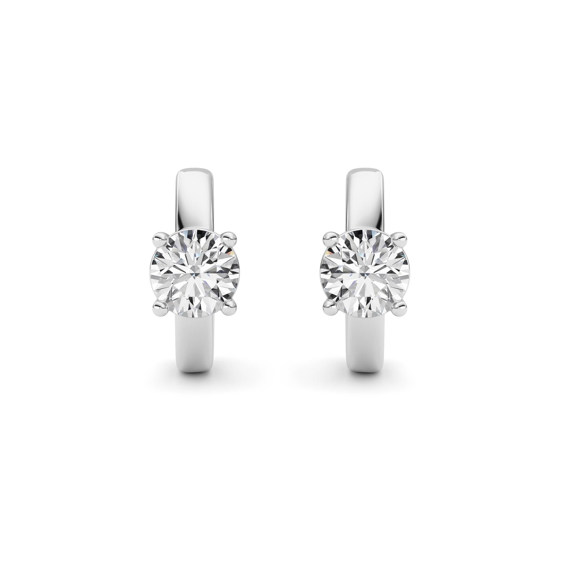 1CTW Round Shaped Lab Grown Diamond (F/VS ) Huggie Earrings in 14K Gold