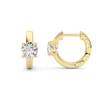 1CTW Round Shaped Lab Grown Diamond (F/VS ) Huggie Earrings in 14K Gold
