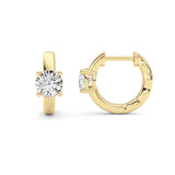 1CTW Round Shaped Lab Grown Diamond (F/VS ) Huggie Earrings in 14K Gold
