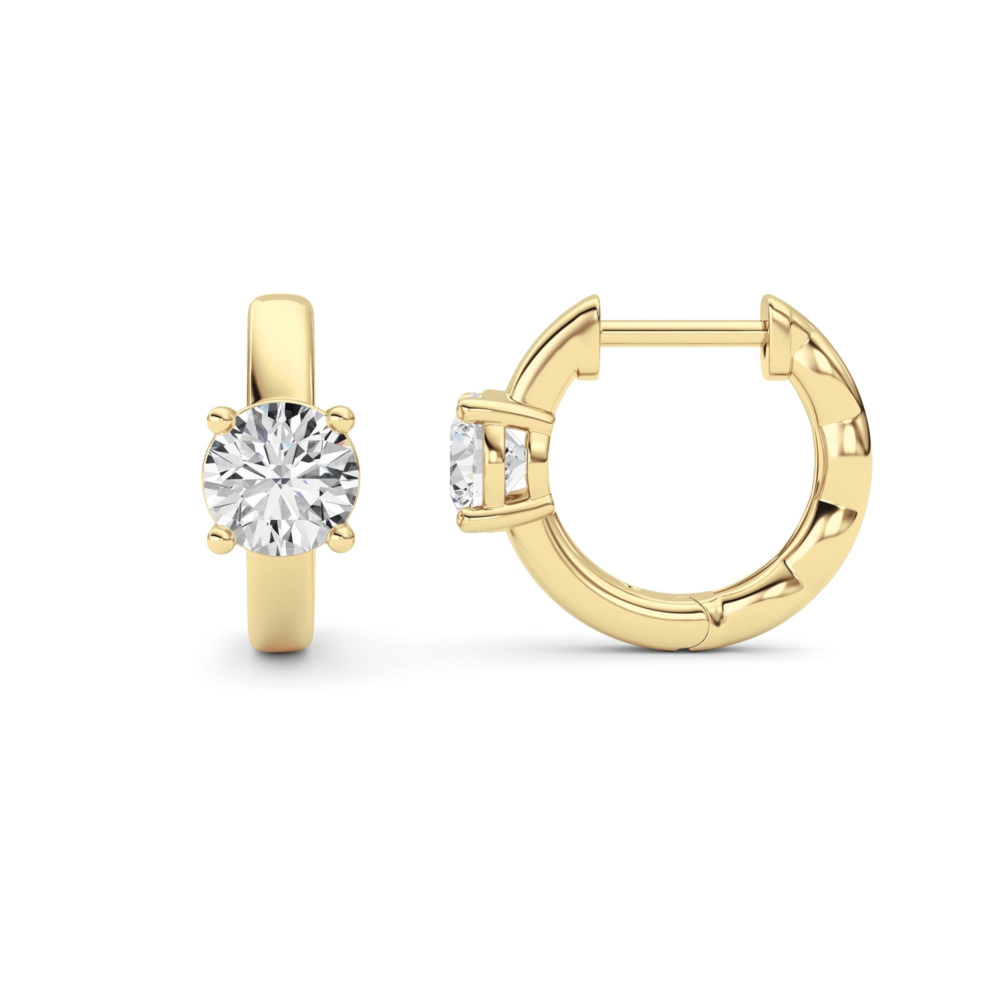 1CTW Round Shaped Lab Grown Diamond (F/VS ) Huggie Earrings in 14K Gold