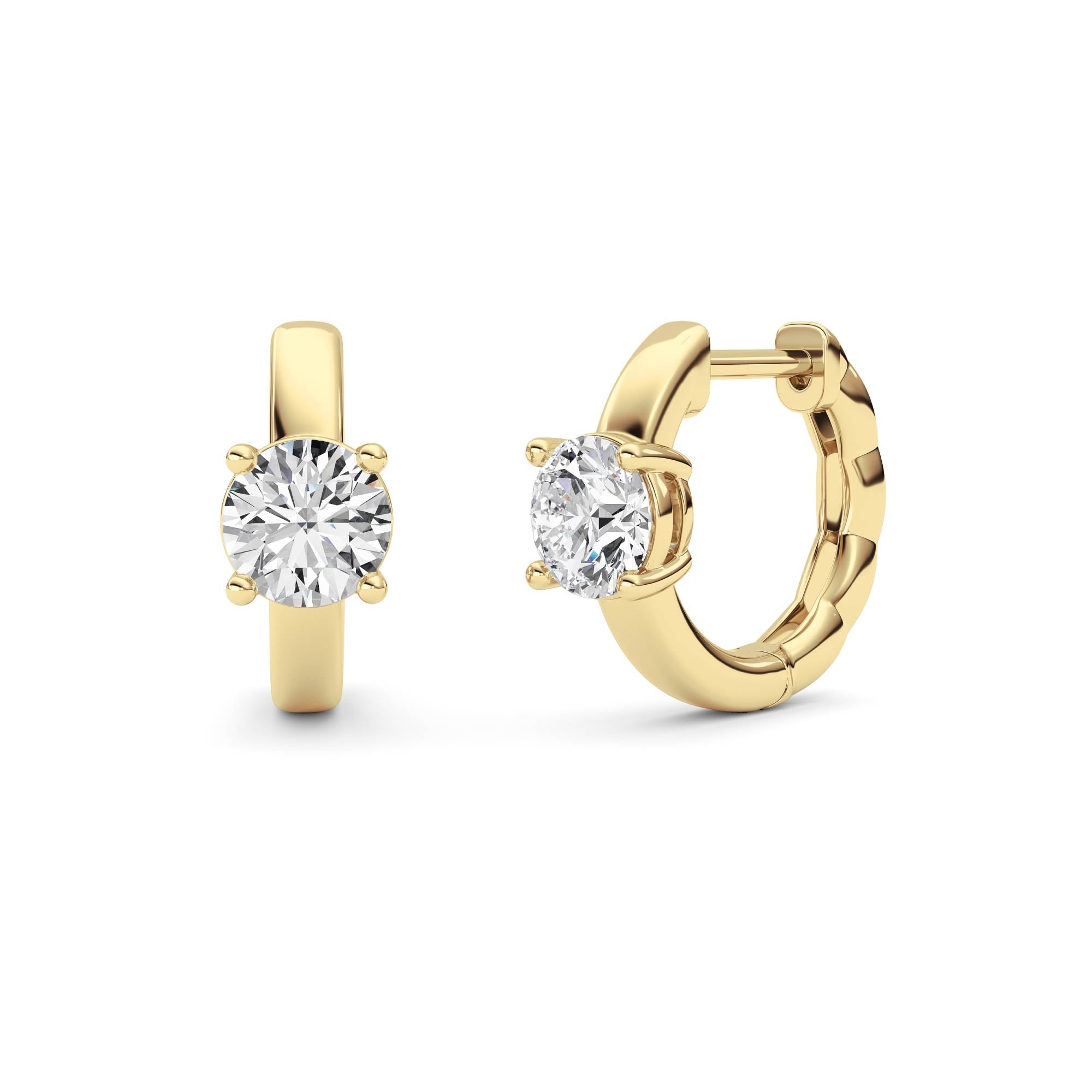 1CTW Round Shaped Lab Grown Diamond (F/VS ) Huggie Earrings in 14K Gold