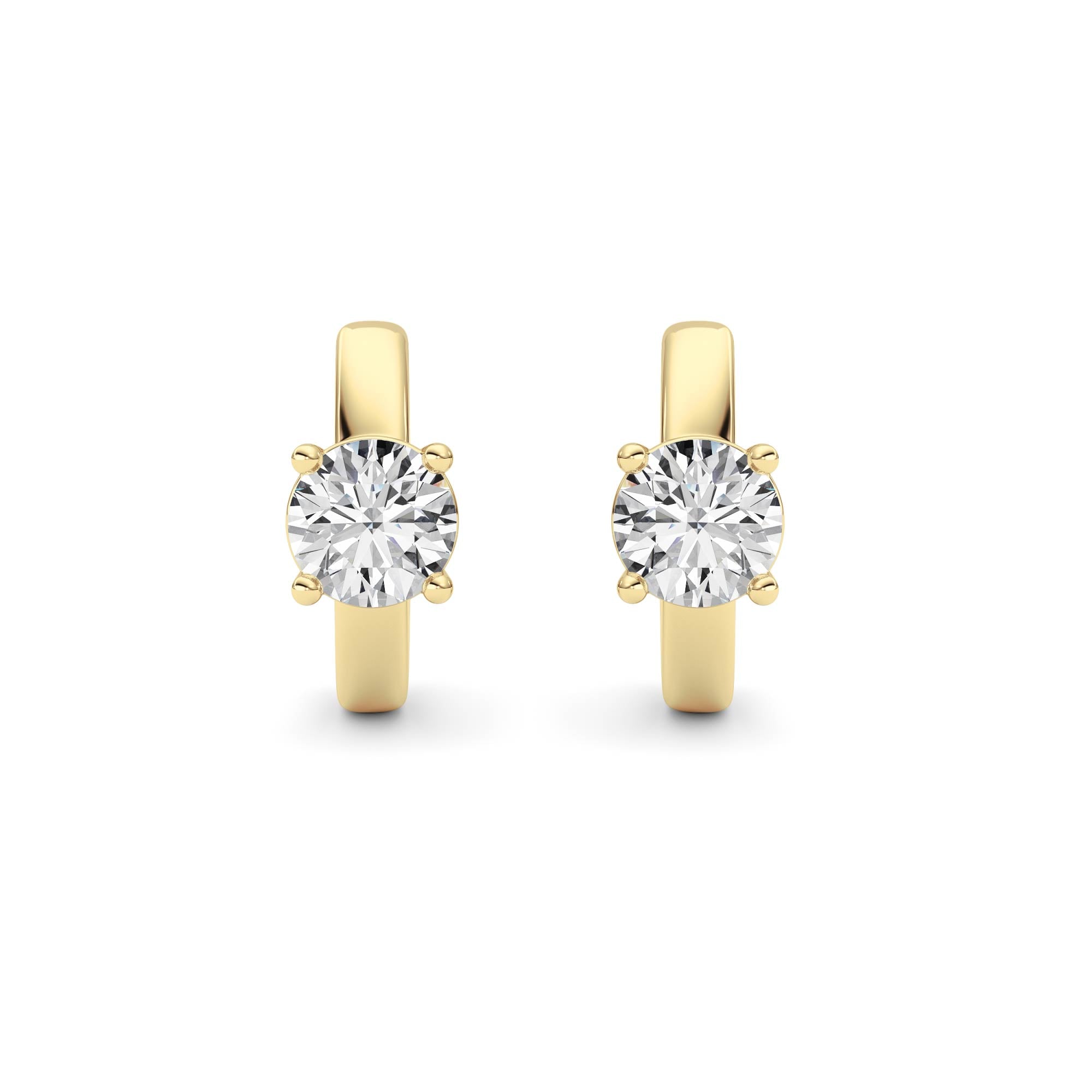 1CTW Round Shaped Lab Grown Diamond (F/VS ) Huggie Earrings in 14K Gold
