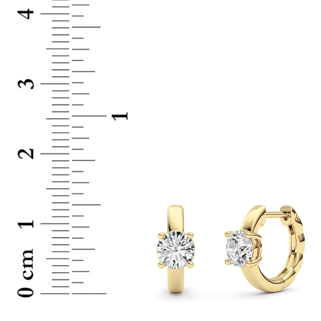 1CTW Round Shaped Lab Grown Diamond (F/VS ) Huggie Earrings in 14K Gold