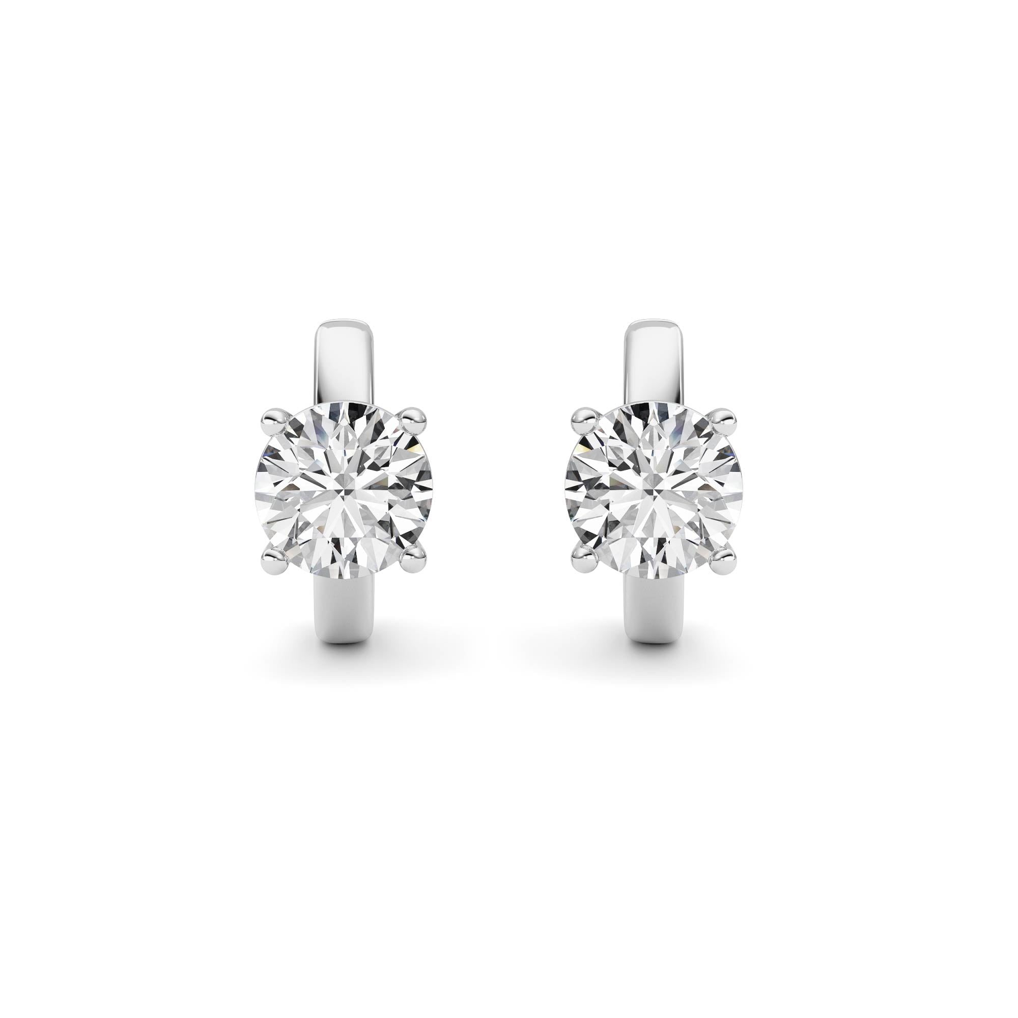 2CTW Round Shaped Lab Grown Diamond (F/VS ) Huggie Earrings in 14K Gold
