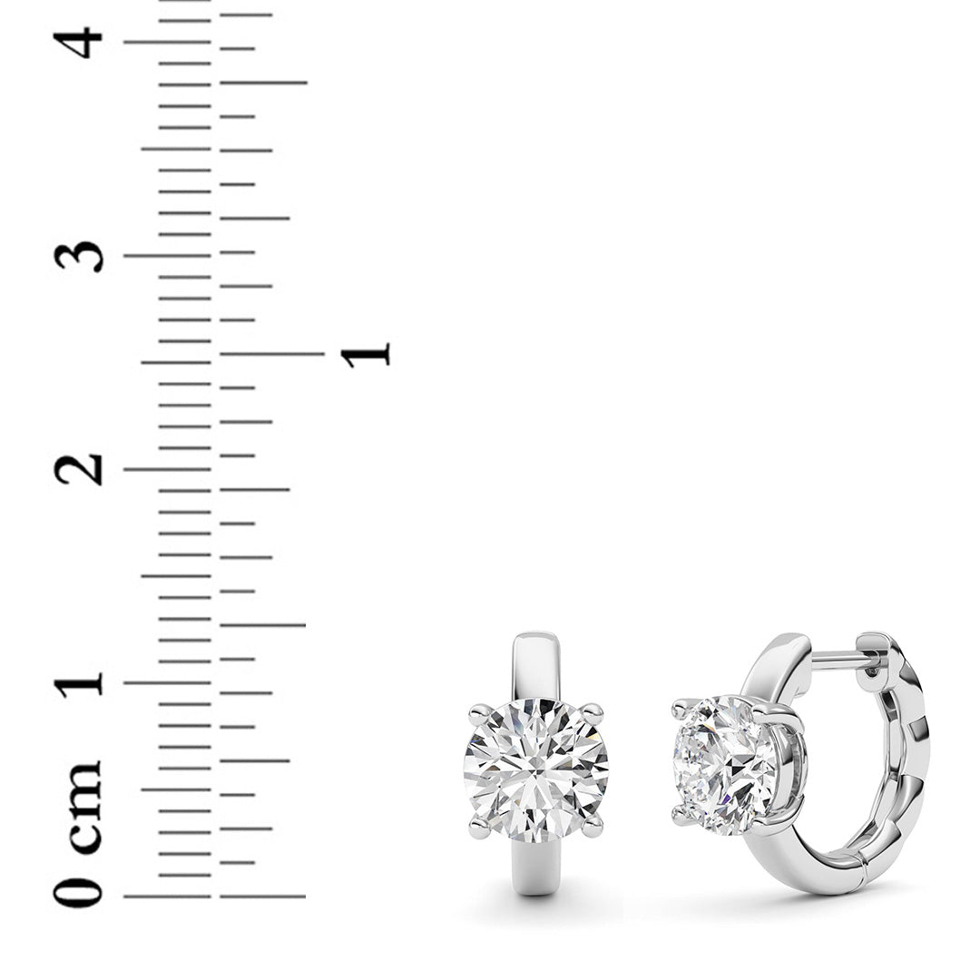 2CTW Round Shaped Lab Grown Diamond (F/VS ) Huggie Earrings in 14K Gold
