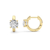 2CTW Round Shaped Lab Grown Diamond (F/VS ) Huggie Earrings in 14K Gold
