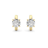 2CTW Round Shaped Lab Grown Diamond (F/VS ) Huggie Earrings in 14K Gold