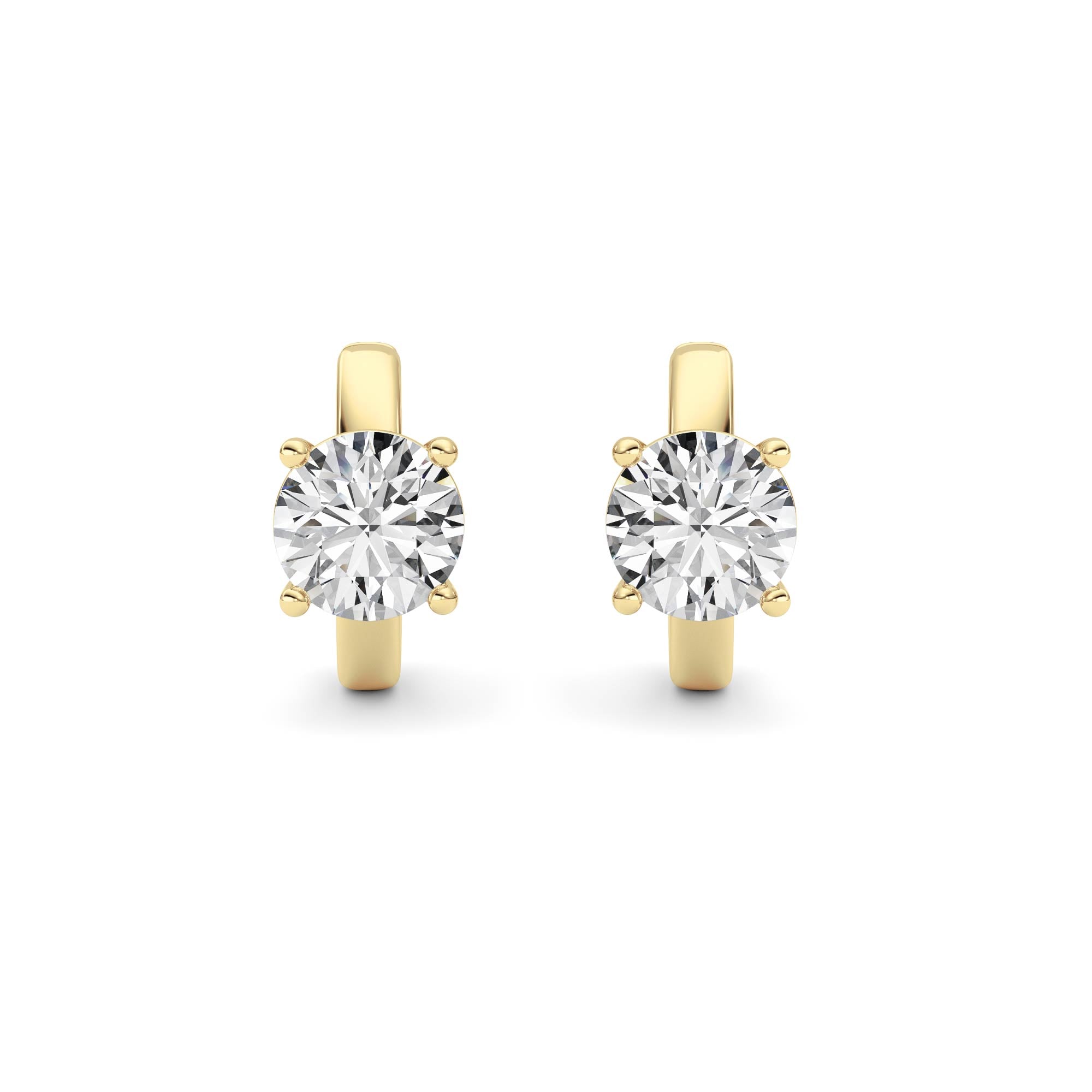 2CTW Round Shaped Lab Grown Diamond (F/VS ) Huggie Earrings in 14K Gold
