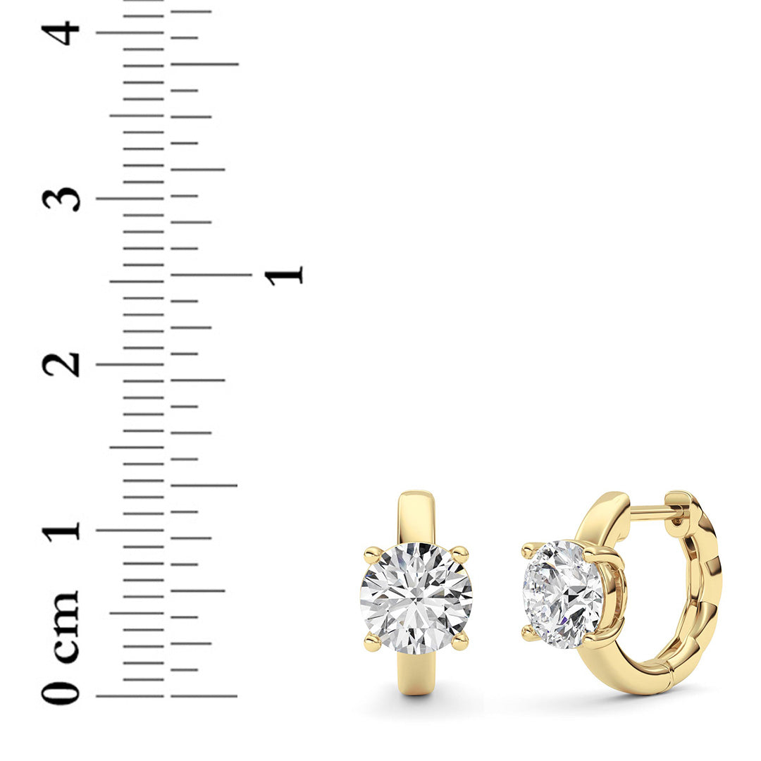 2CTW Round Shaped Lab Grown Diamond (F/VS ) Huggie Earrings in 14K Gold