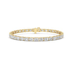 10CTW Emerald Shaped Lab Grown Diamond (F/VS) Bracelet in 14K Yellow Gold