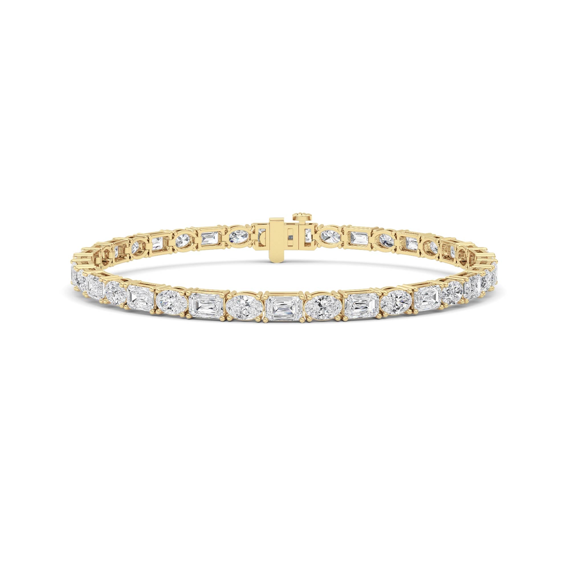 10CTW Emerald Shaped Lab Grown Diamond (F/VS) Bracelet in 14K Yellow Gold