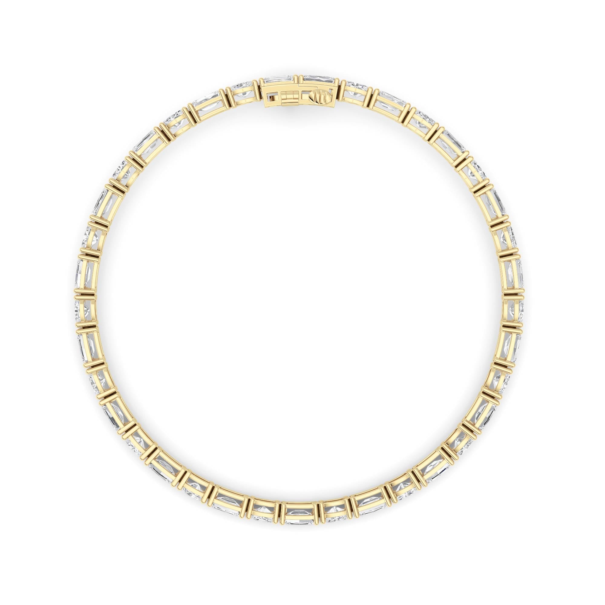 10CTW Emerald Shaped Lab Grown Diamond (F/VS) Bracelet in 14K Yellow Gold