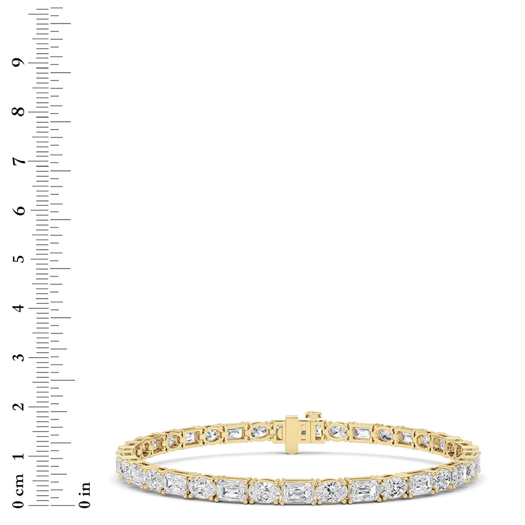 10CTW Emerald Shaped Lab Grown Diamond (F/VS) Bracelet in 14K Yellow Gold