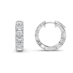 5CTW Emerald Shaped Lab Grown Diamond (F/VS )Inside Out Hoop Earrings in 14K Gold