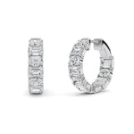 5CTW Emerald Shaped Lab Grown Diamond (F/VS )Inside Out Hoop Earrings in 14K Gold
