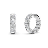 5CTW Emerald Shaped Lab Grown Diamond (F/VS )Inside Out Hoop Earrings in 14K Gold