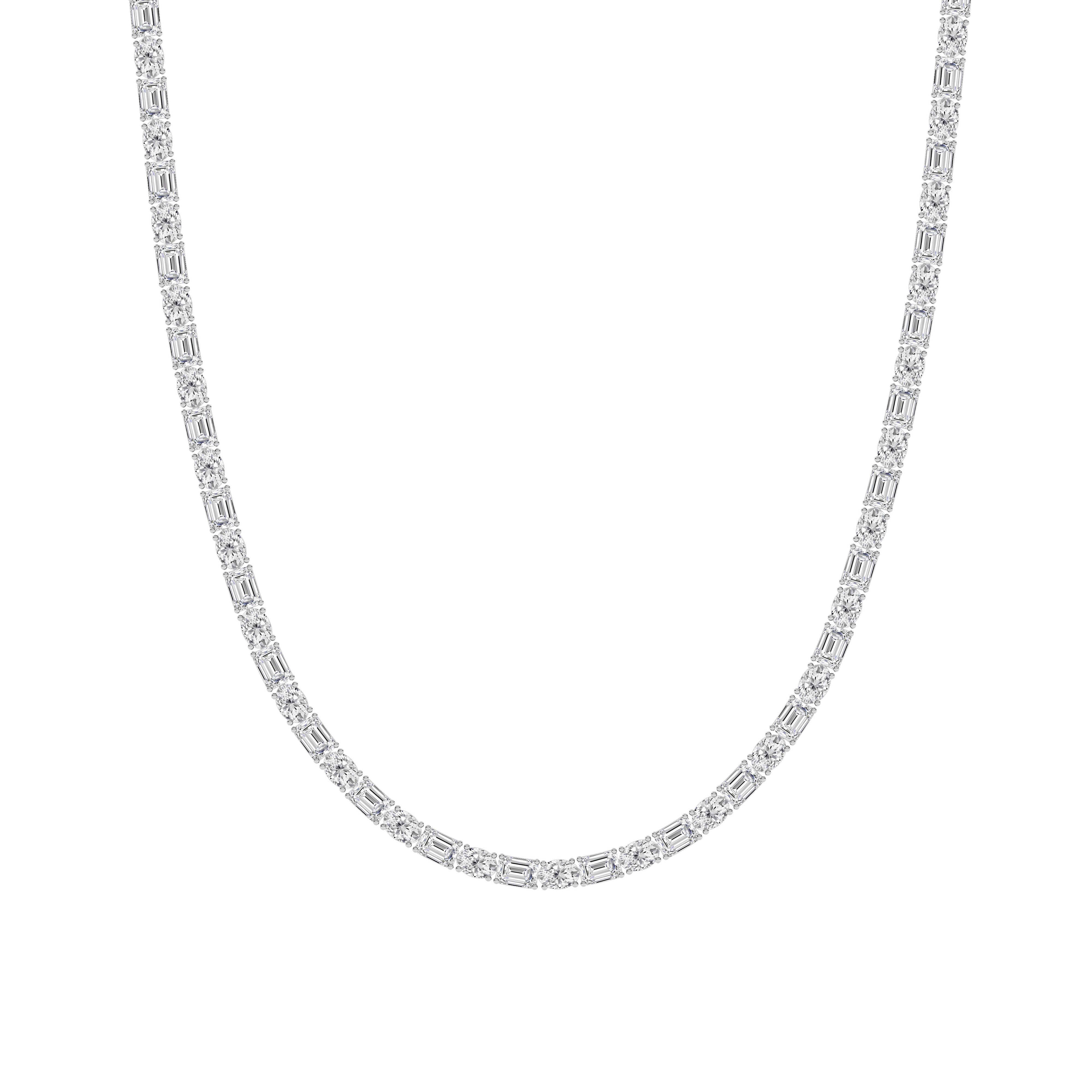 25CTW Emerald Shaped Lab Grown Diamond (F/VS) Necklace in 14K White Gold