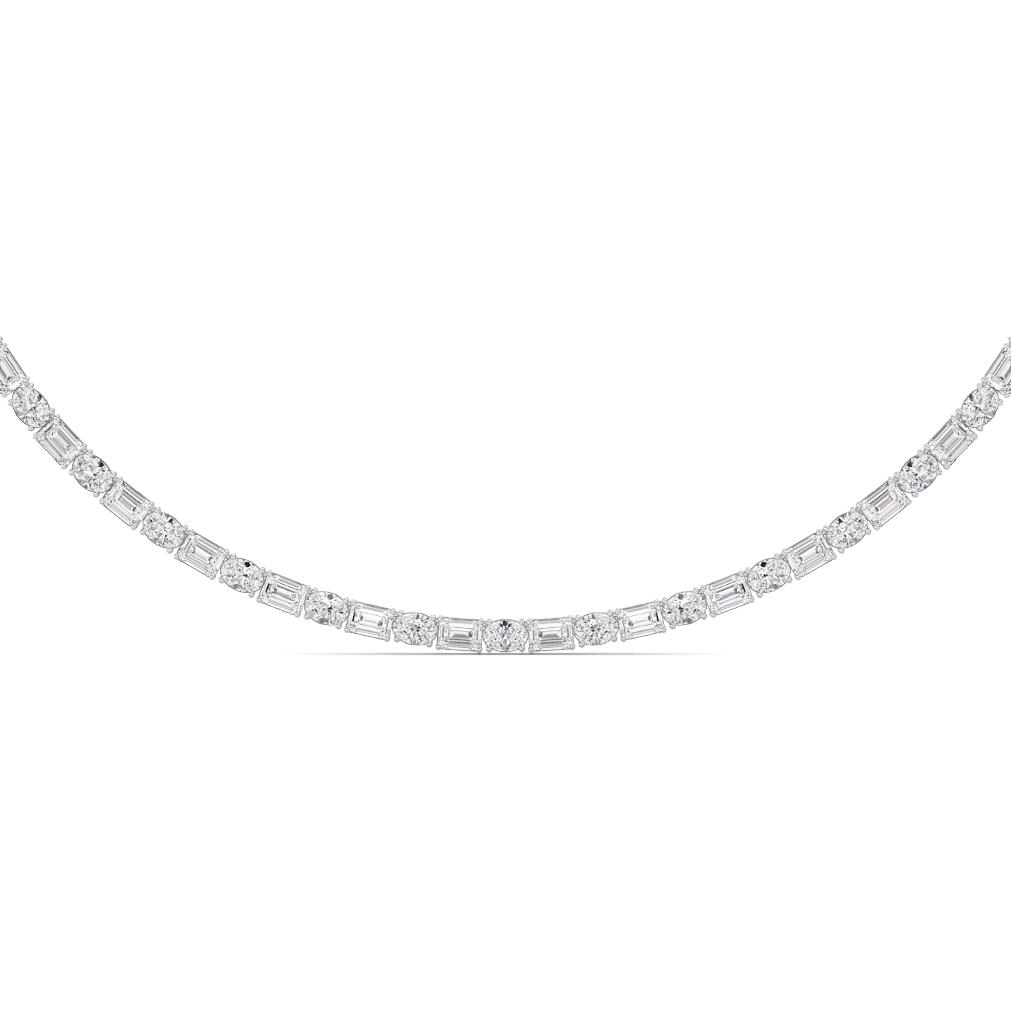 25CTW Emerald Shaped Lab Grown Diamond (F/VS) Necklace in 14K White Gold