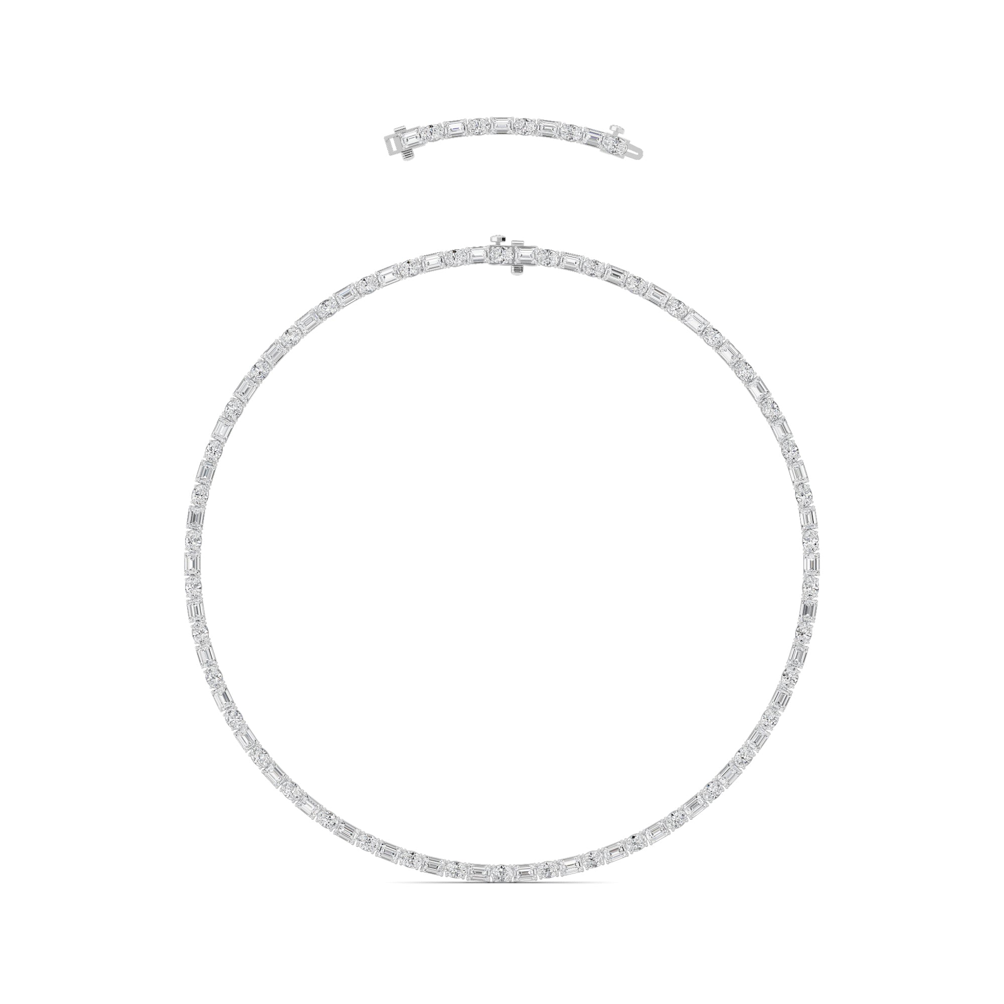 25CTW Emerald Shaped Lab Grown Diamond (F/VS) Necklace in 14K White Gold