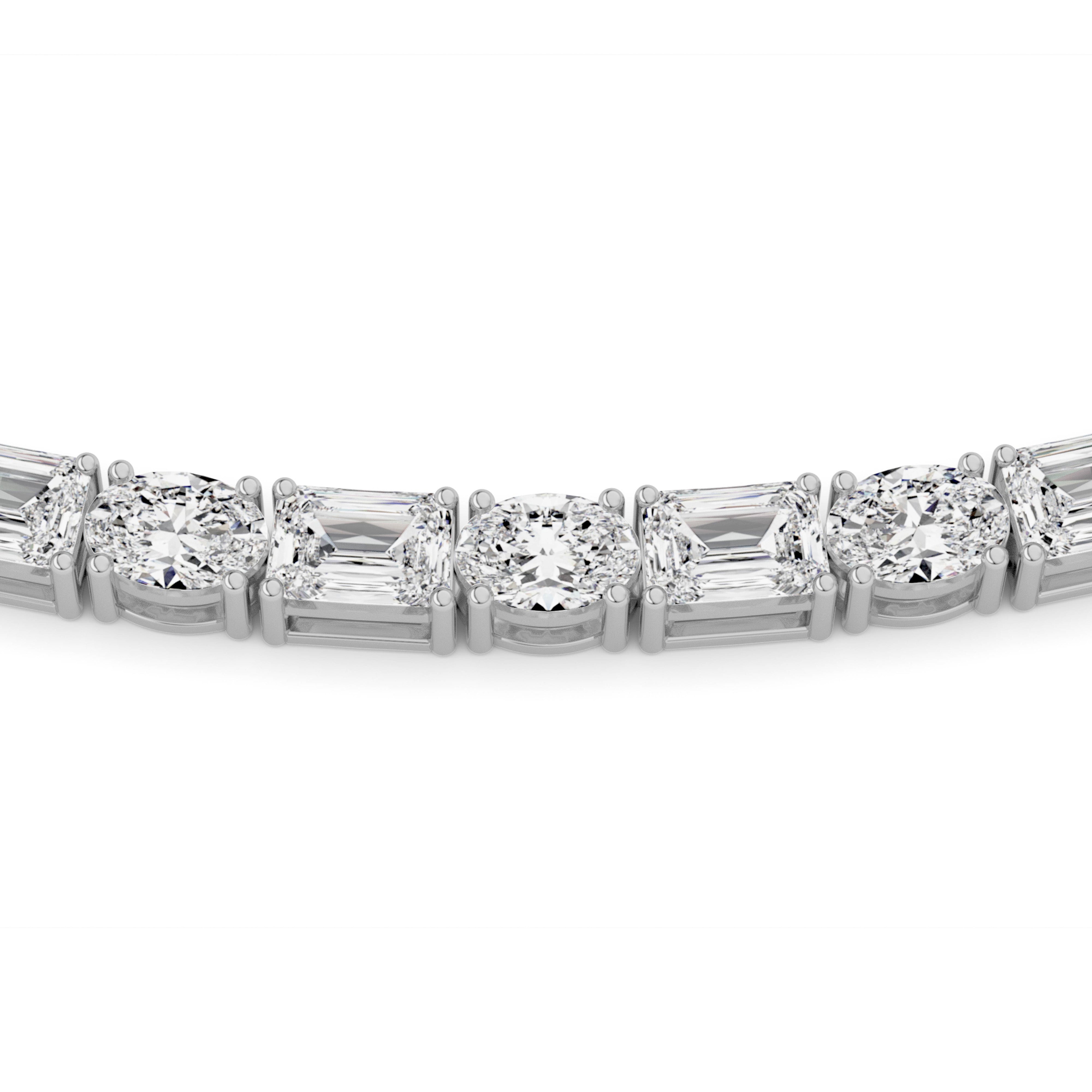 25CTW Emerald Shaped Lab Grown Diamond (F/VS) Necklace in 14K White Gold