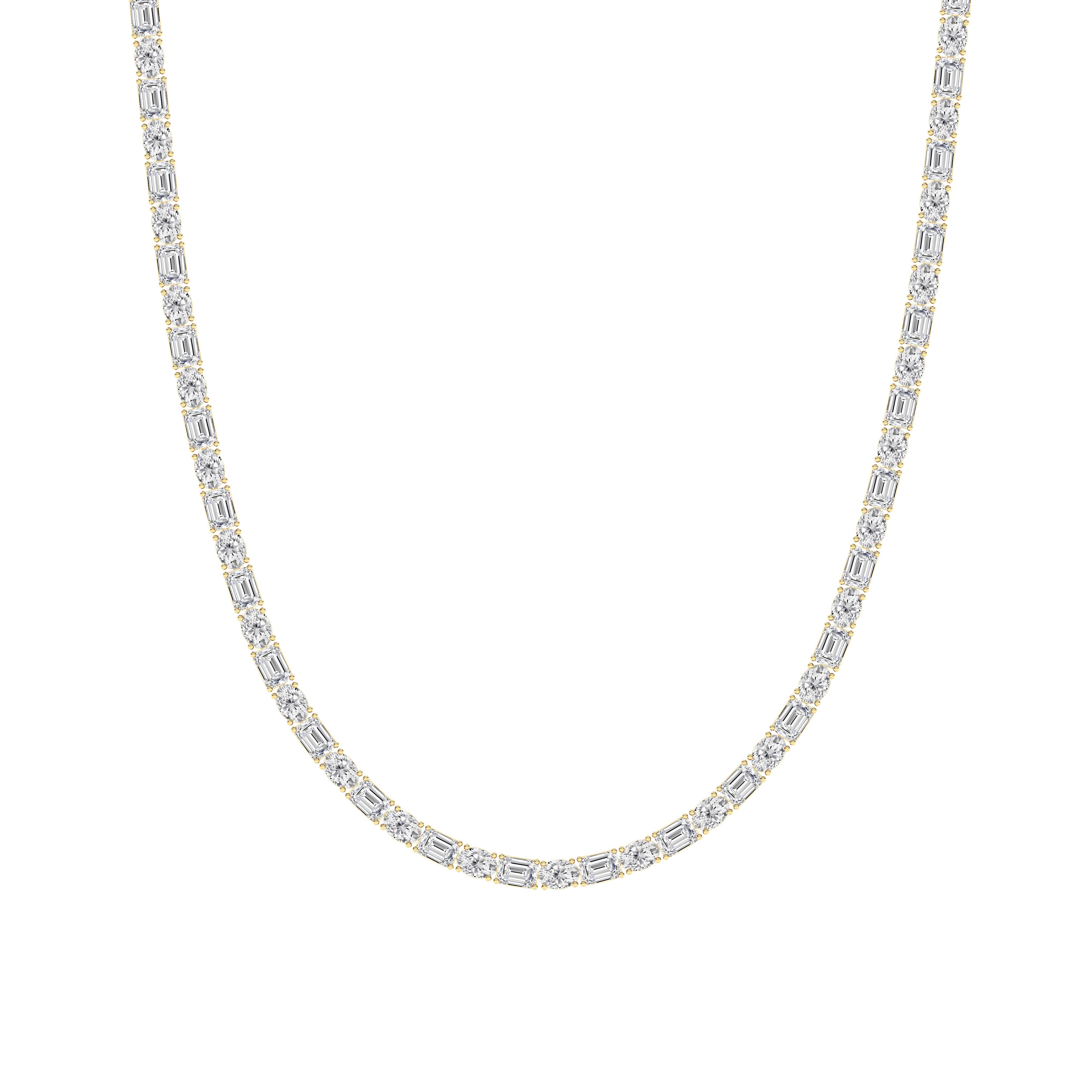 25CTW Emerald Shaped Lab Grown Diamond (F/VS) Necklace in 14K Yellow Gold