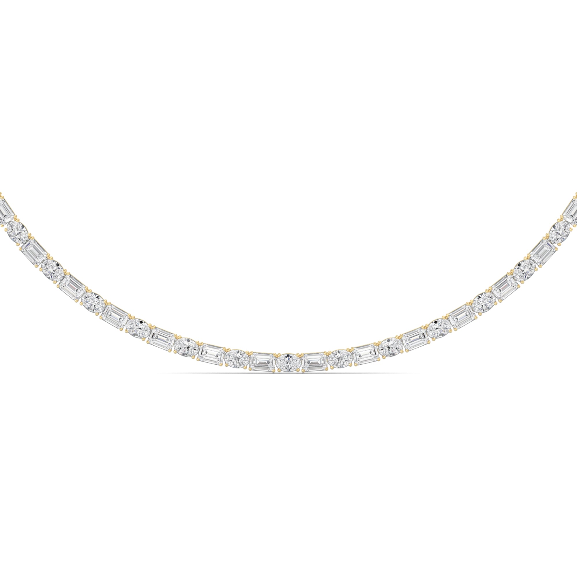 25CTW Emerald Shaped Lab Grown Diamond (F/VS) Necklace in 14K Yellow Gold