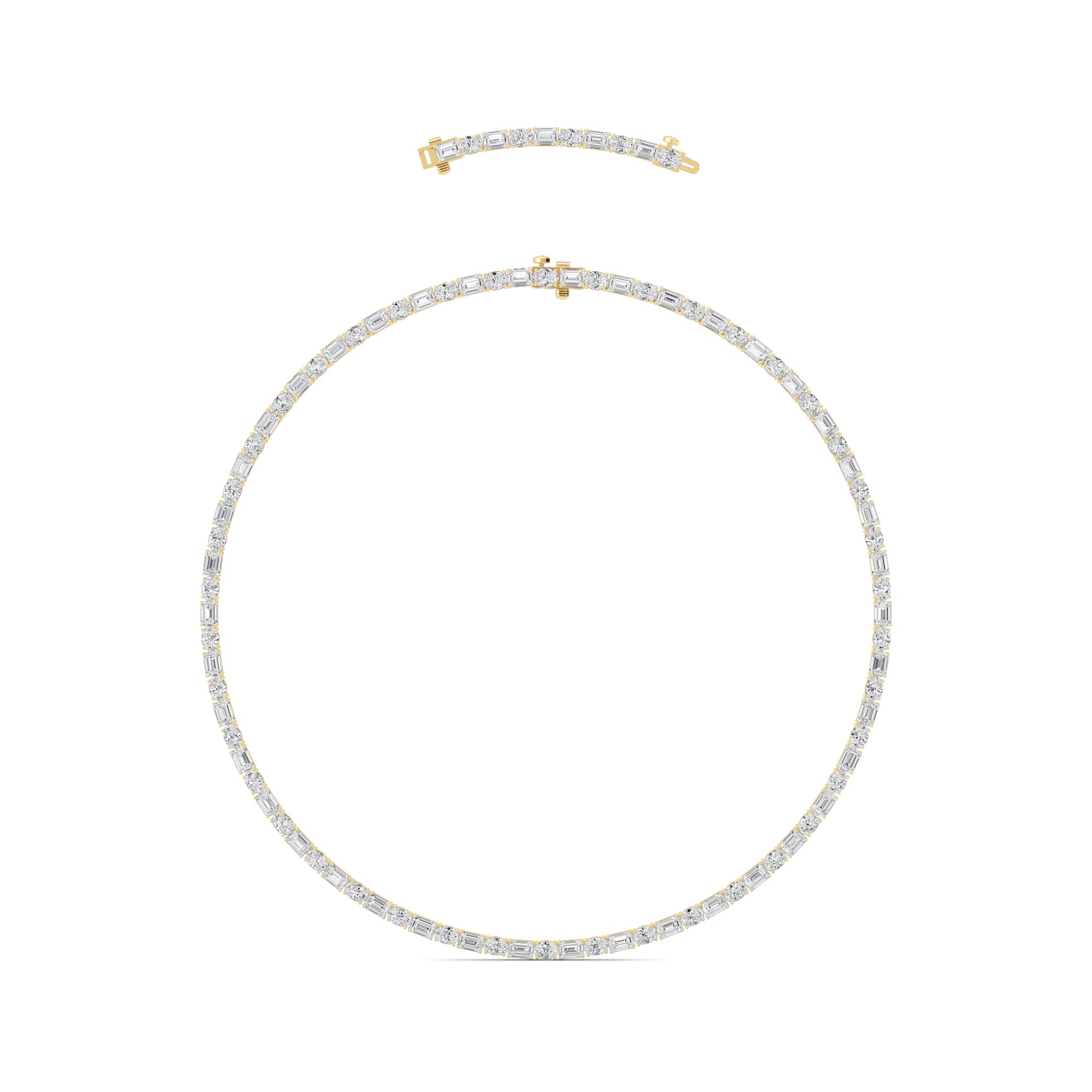 25CTW Emerald Shaped Lab Grown Diamond (F/VS) Necklace in 14K Yellow Gold
