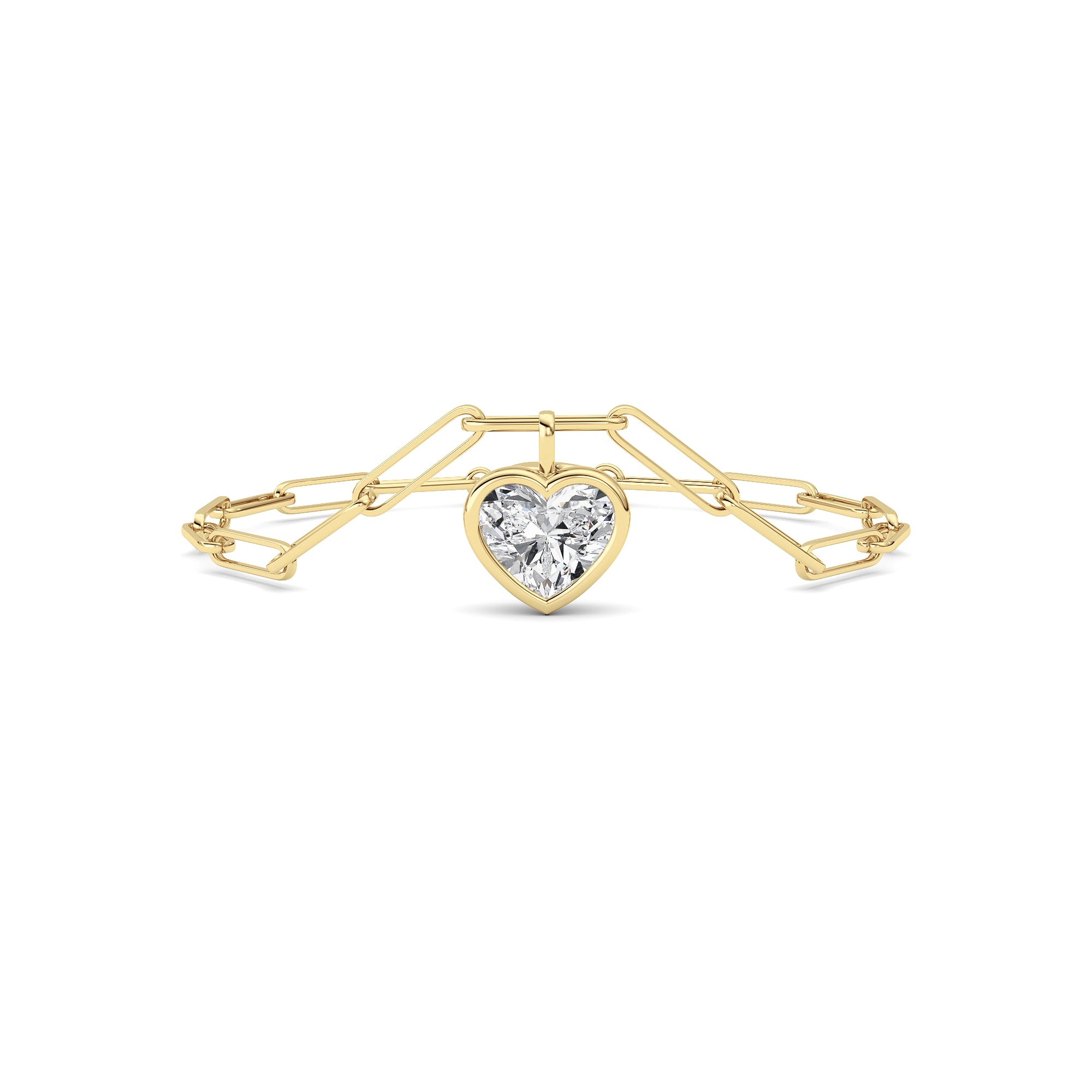 3CTW Heart Lab Grown Diamond (F/VS ) Bezel Set Bracelet in 14K Gold