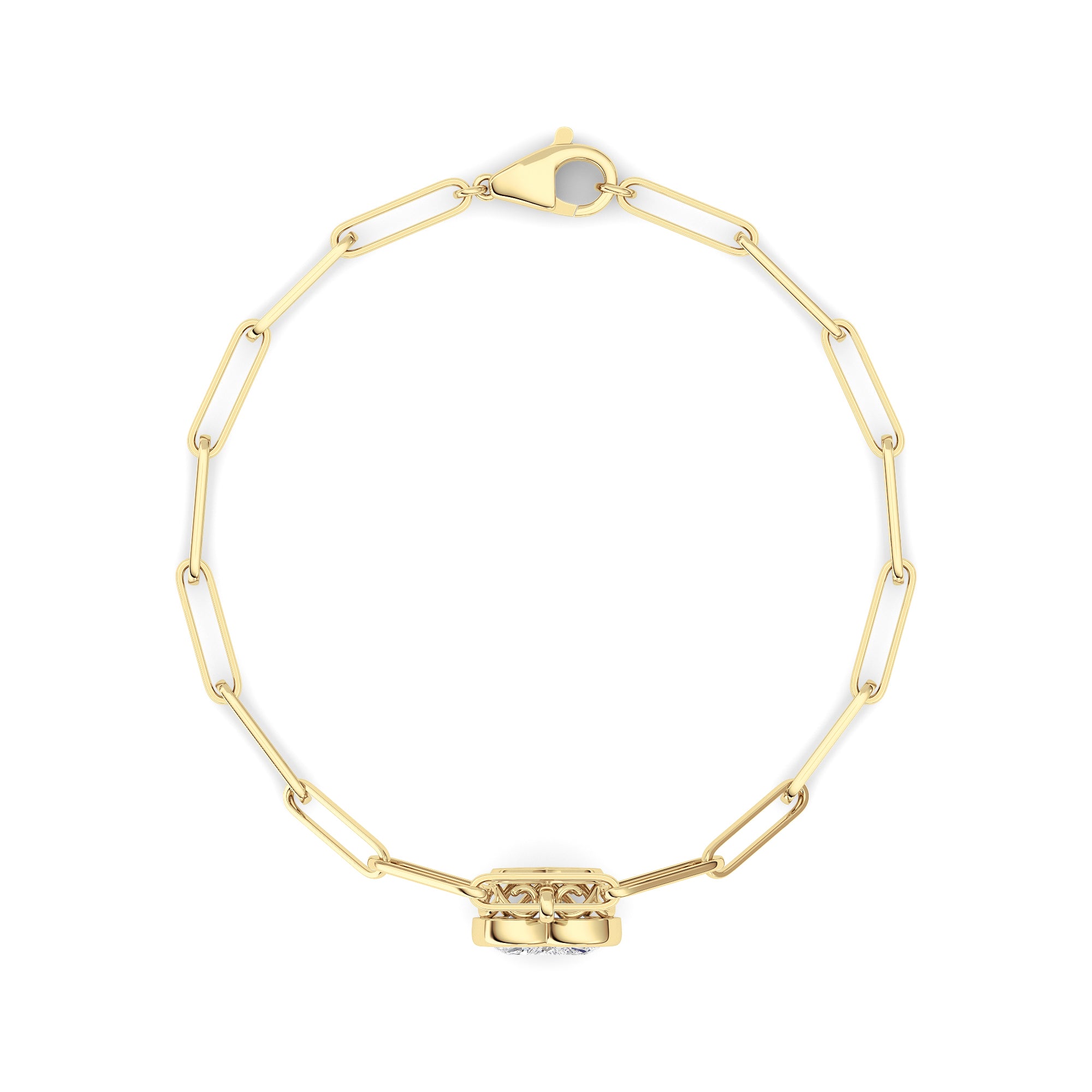 3CTW Heart Lab Grown Diamond (F/VS ) Bezel Set Bracelet in 14K Gold