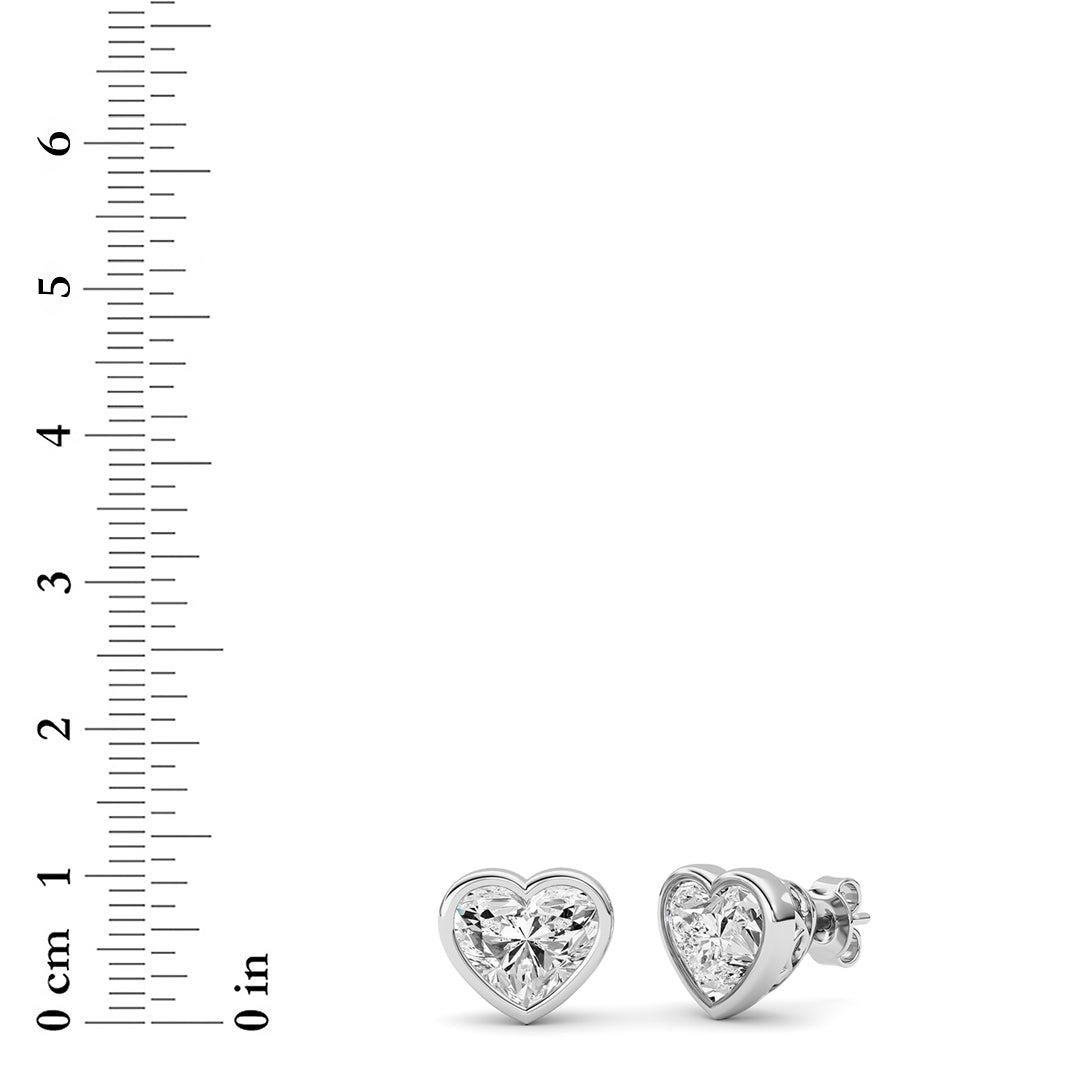 6CTW Heart Shaped Lab Grown Diamond (F/VS ) Stud Earrings in 14K Gold