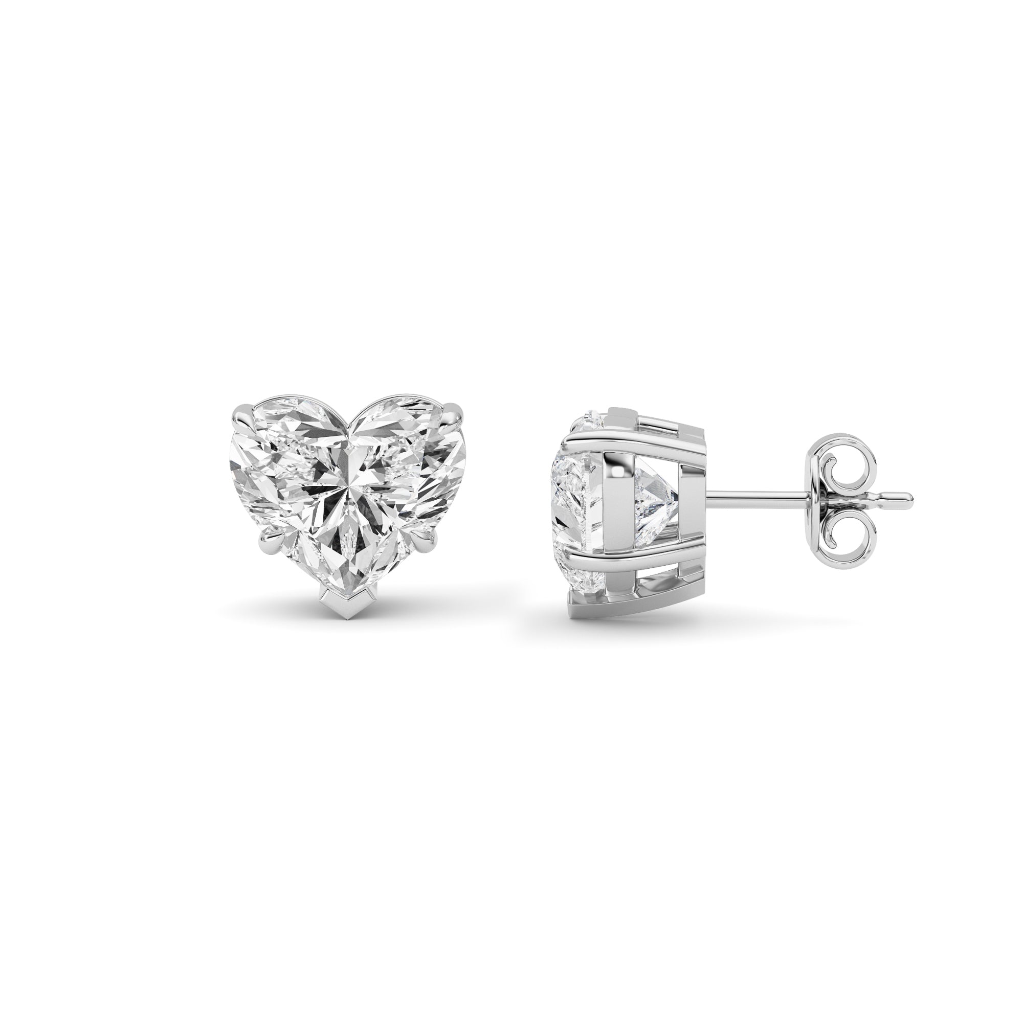 8CTW Heart Shaped Lab Grown Diamond (F/VS ) Stud Earrings in 14K Gold
