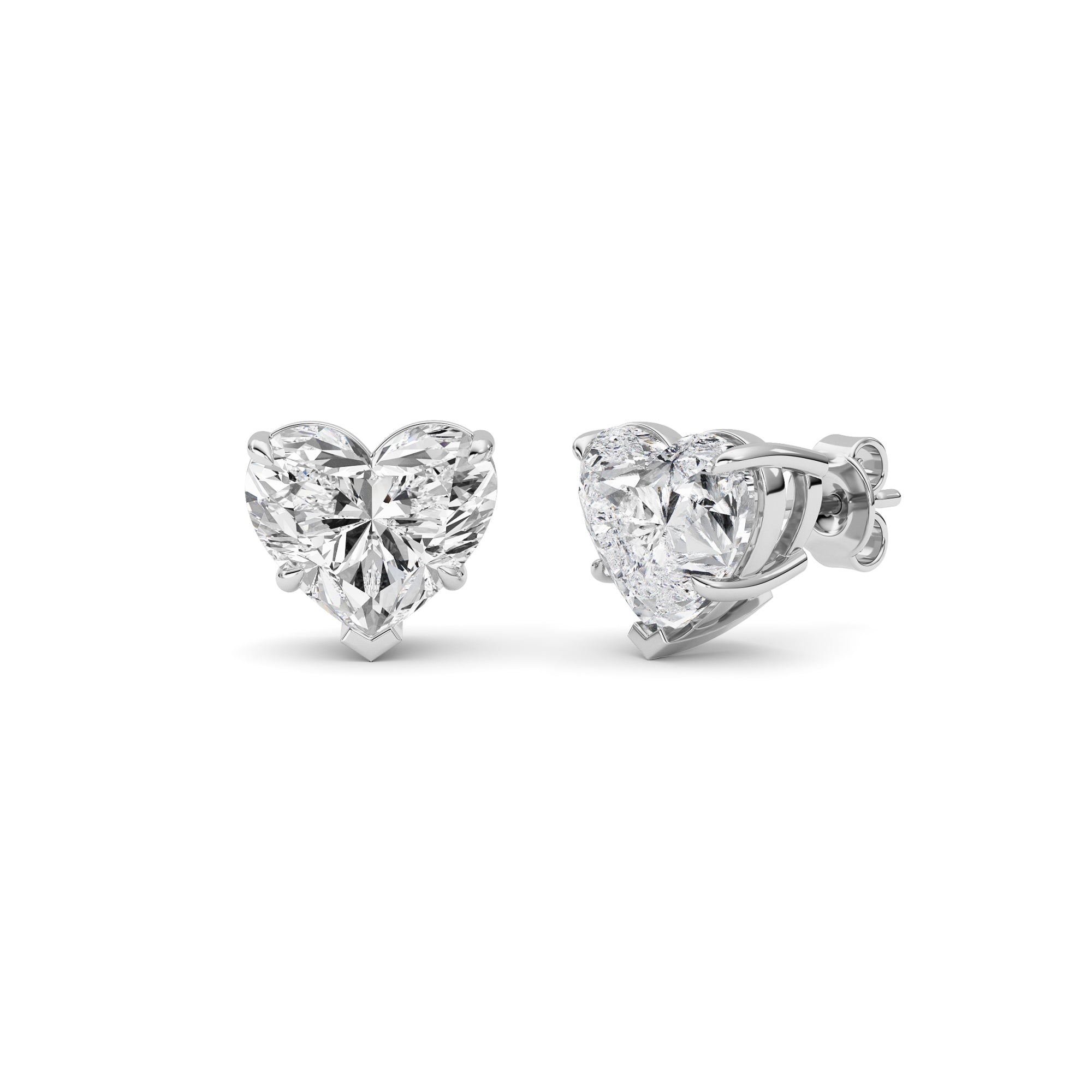 8CTW Heart Shaped Lab Grown Diamond (F/VS ) Stud Earrings in 14K Gold