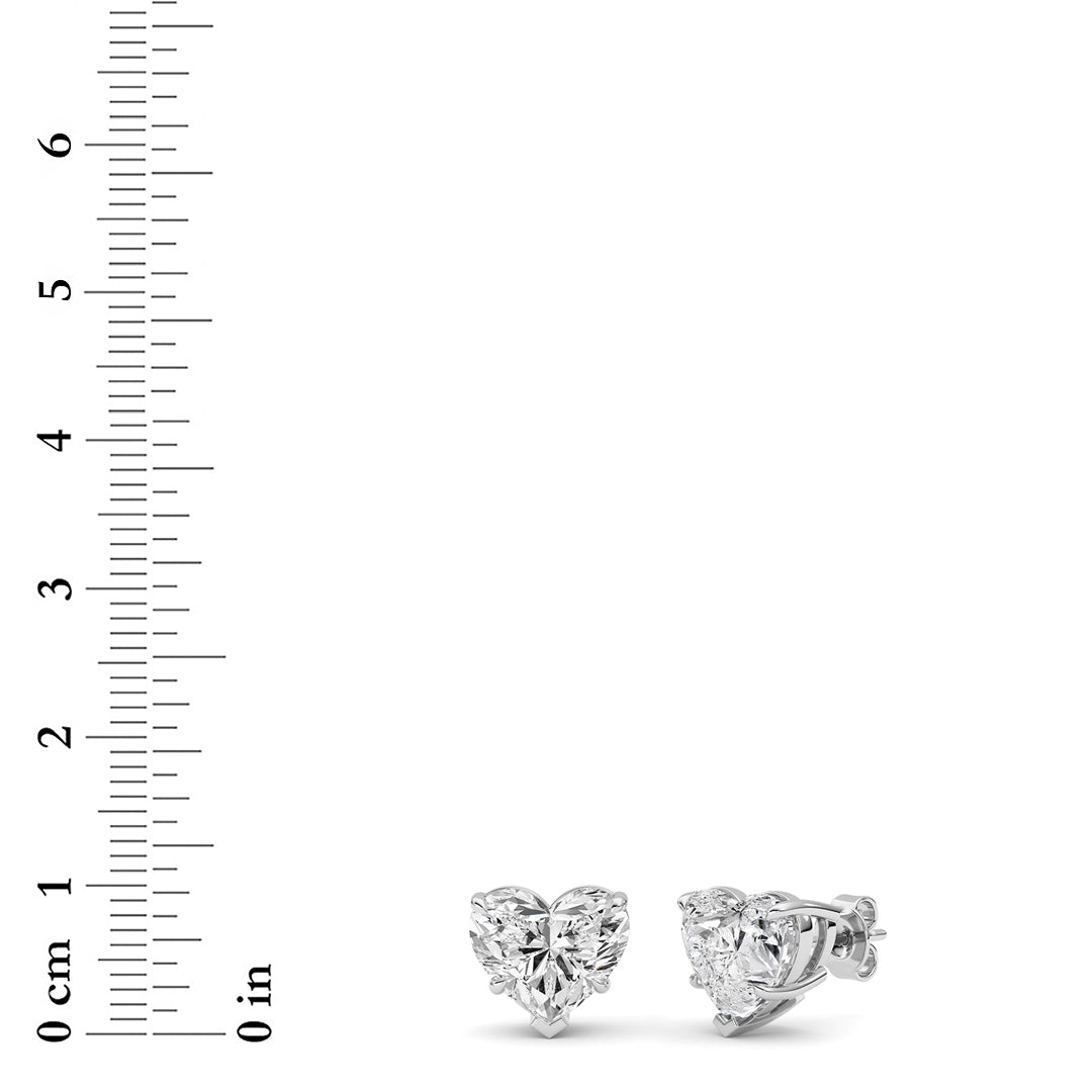 8CTW Heart Shaped Lab Grown Diamond (F/VS ) Stud Earrings in 14K Gold