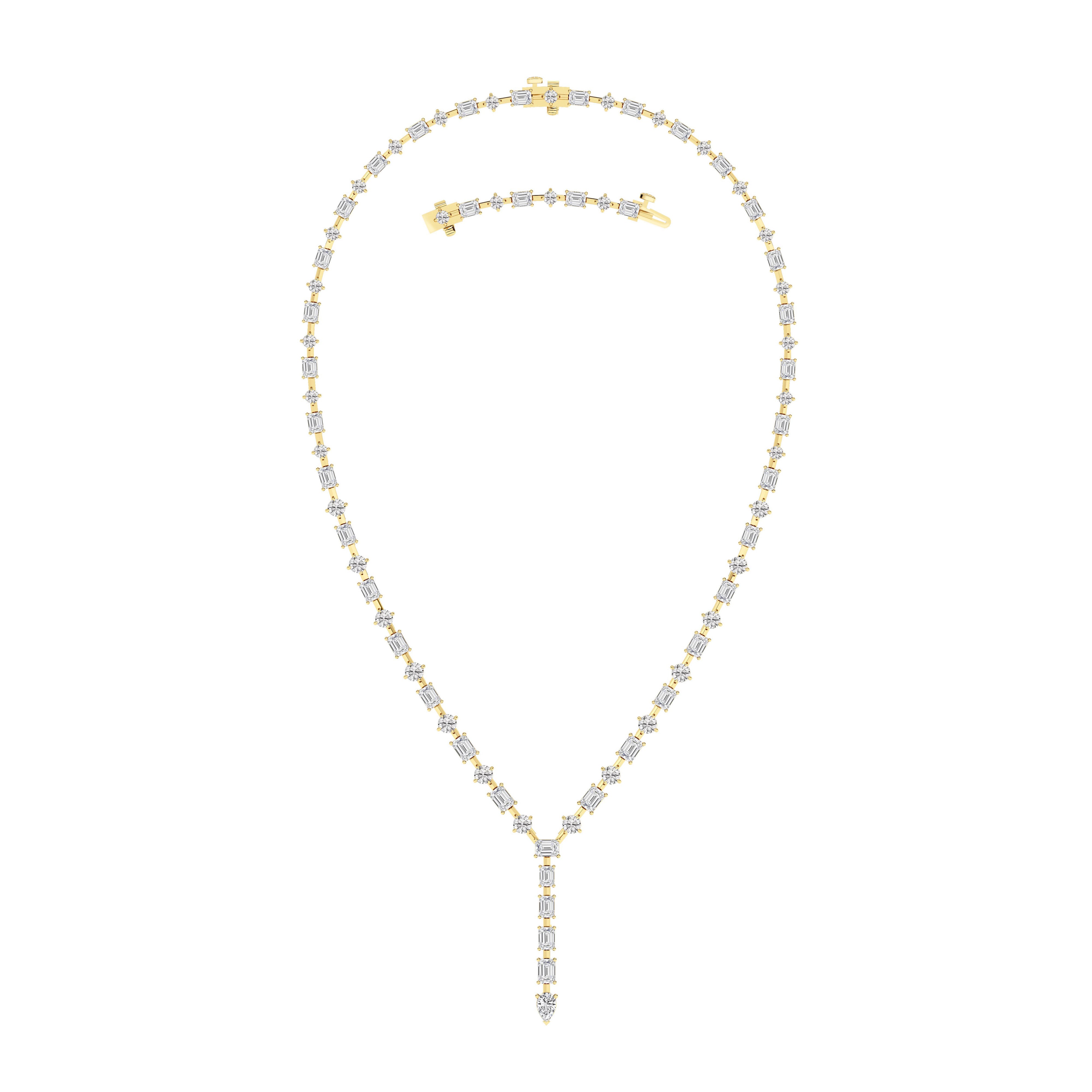 20CTW Mix Shaped Lab Grown Diamond (F/VS ) Necklace in 14K Gold