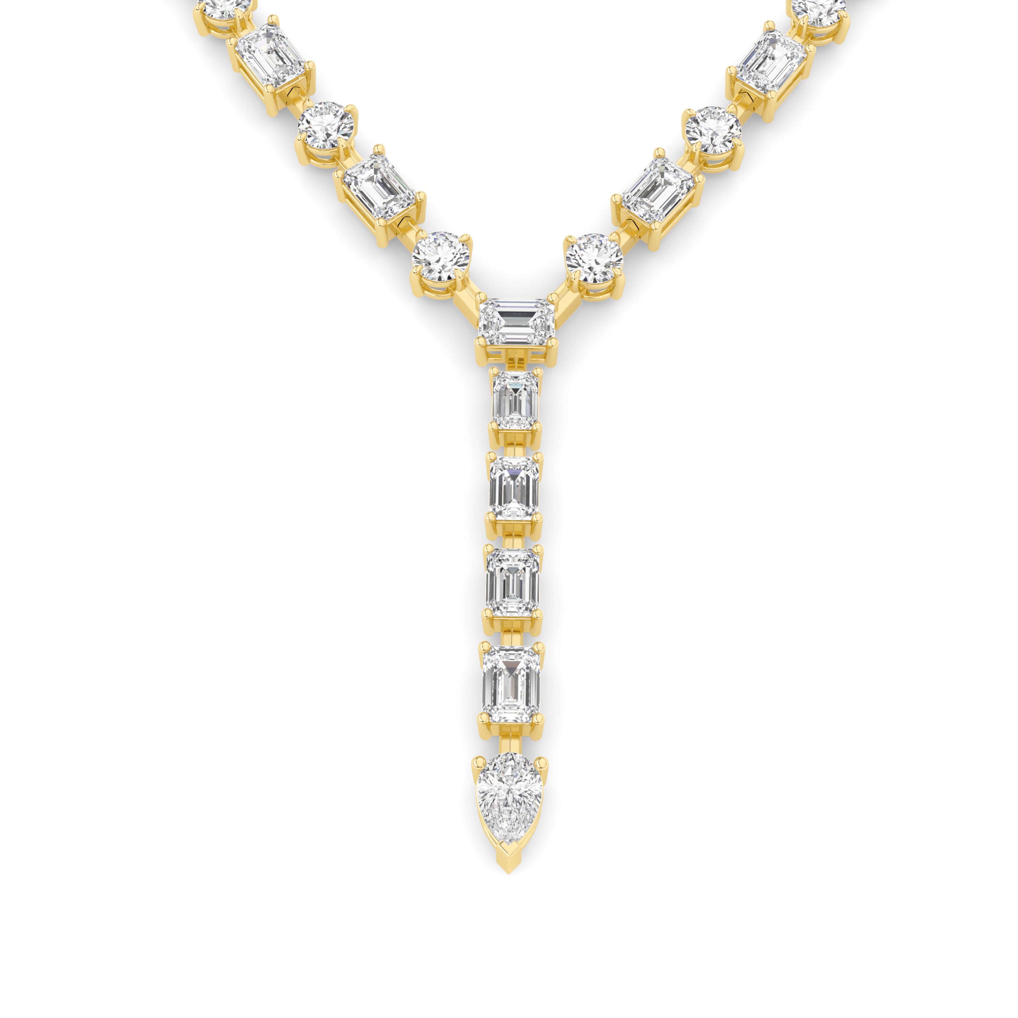 20CTW Mix Shaped Lab Grown Diamond (F/VS ) Necklace in 14K Gold