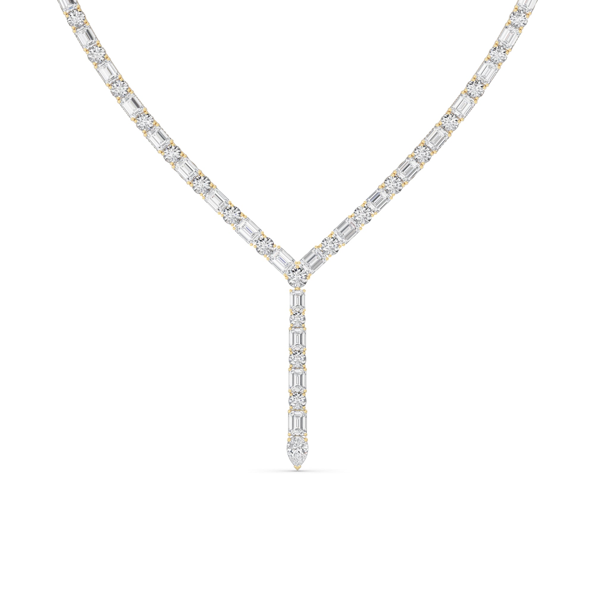28CTW Mix Shaped Lab Grown Diamond Necklace in 14K Gold (F/VS)