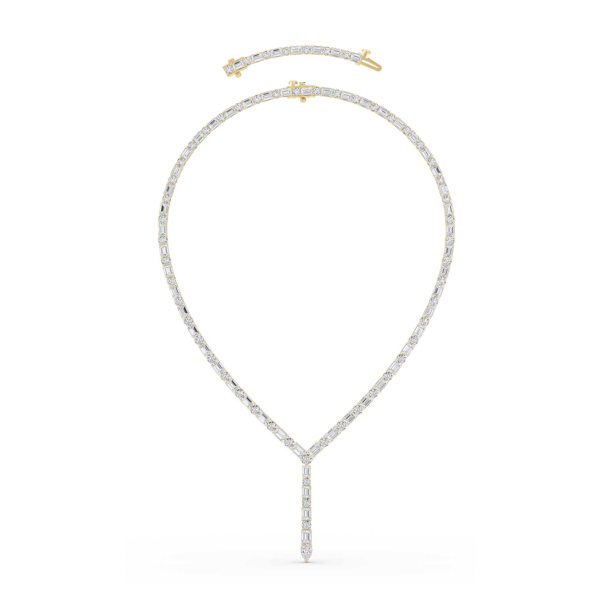 28CTW Mix Shaped Lab Grown Diamond Necklace in 14K Gold (F/VS)
