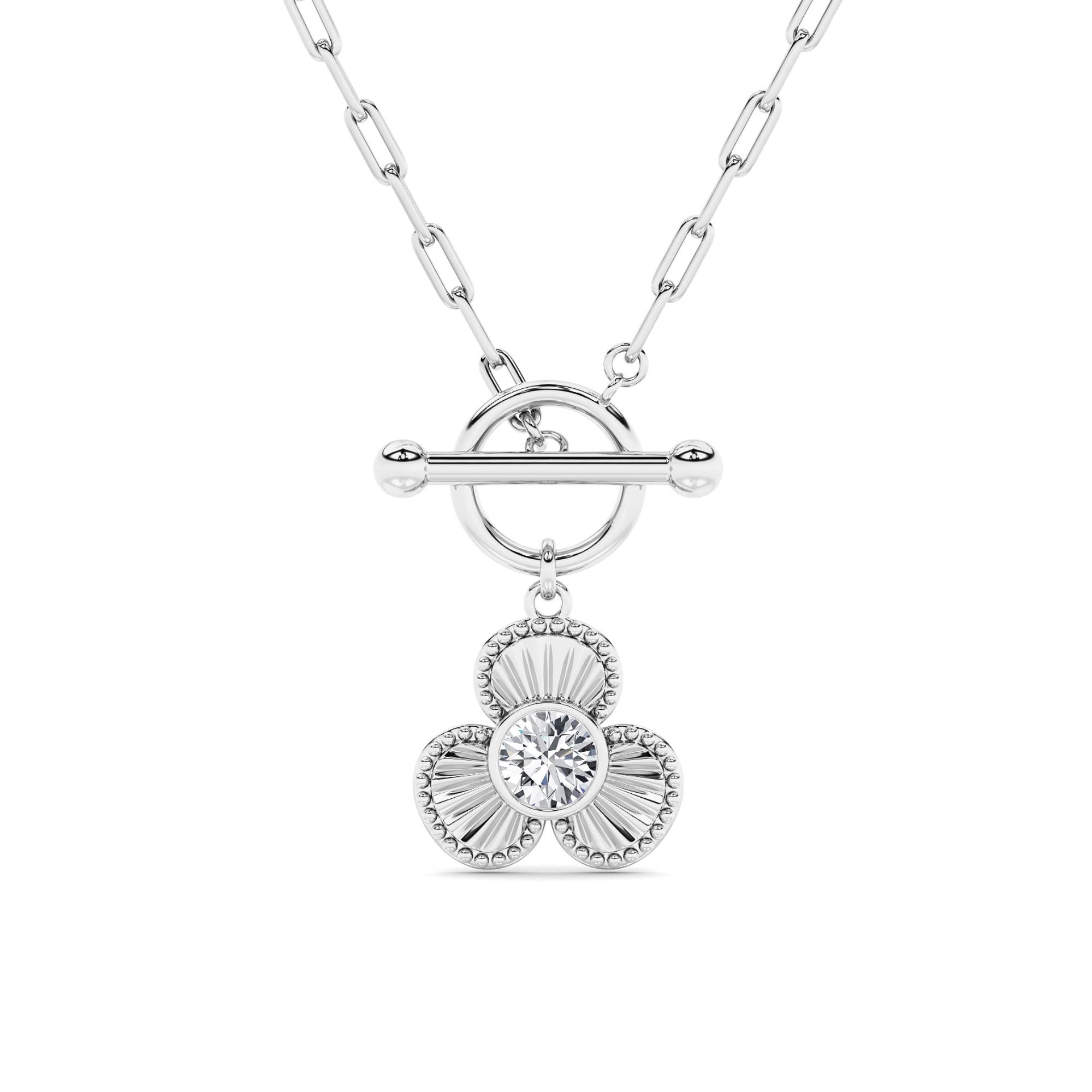 1CTW Round Shaped Lab Grown Diamond (F/VS) Necklace in 14K White Gold