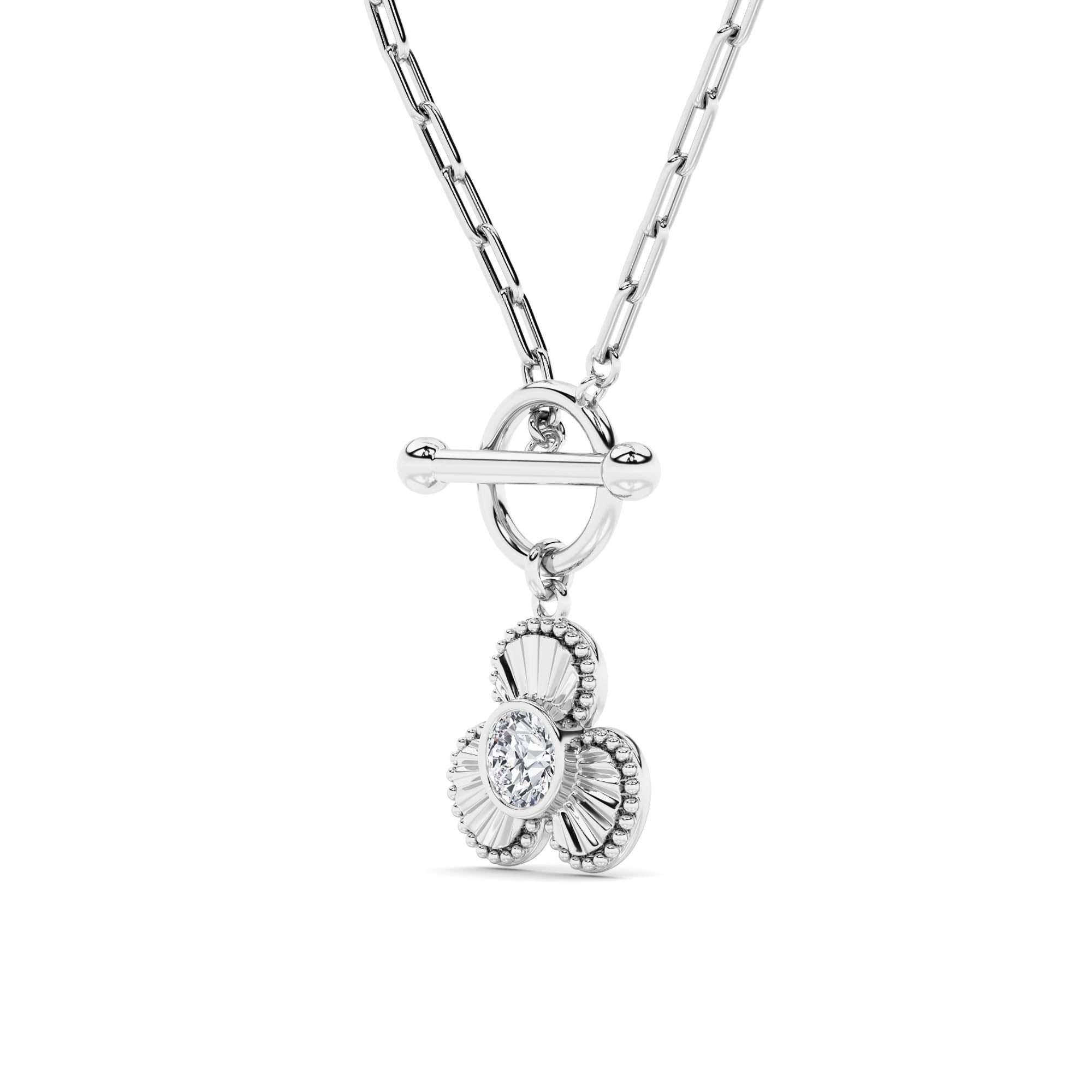 1CTW Round Shaped Lab Grown Diamond (F/VS) Necklace in 14K White Gold