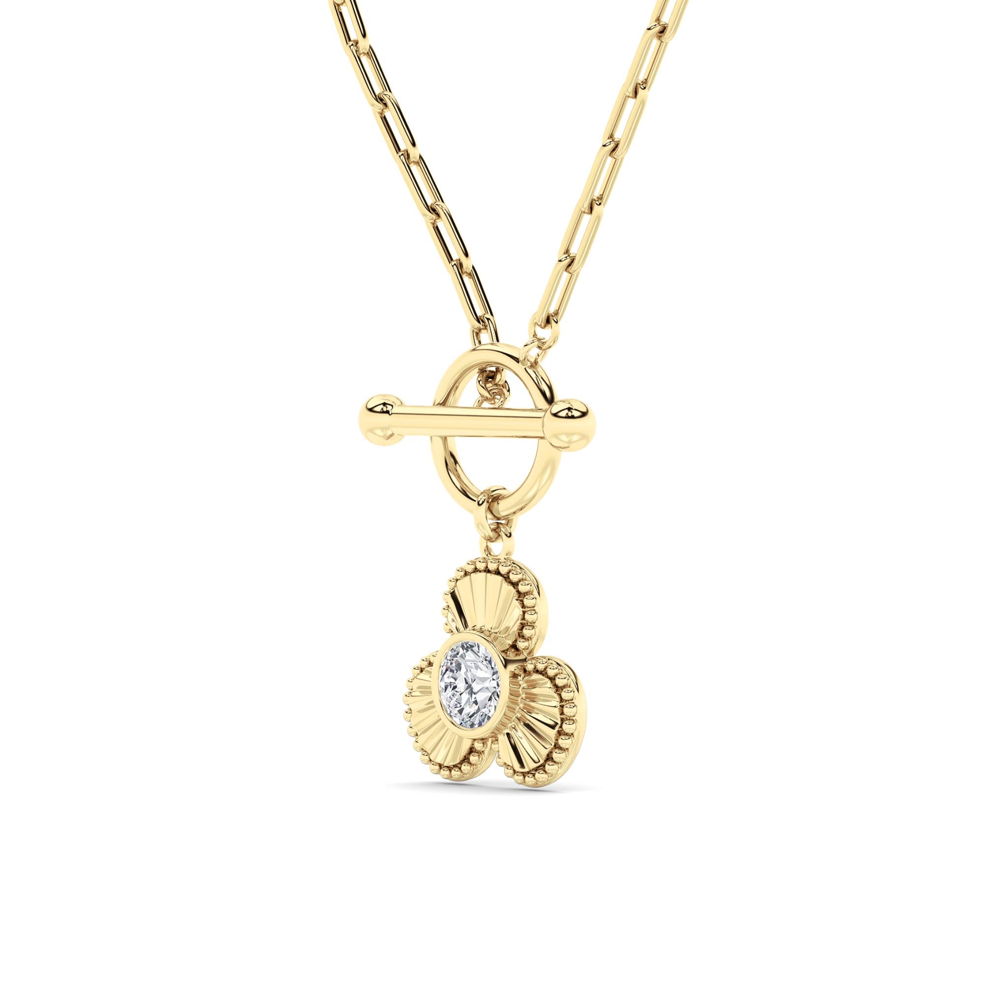 1CTW Round Shaped Lab Grown Diamond (F/VS) Necklace in 14K Yellow Gold