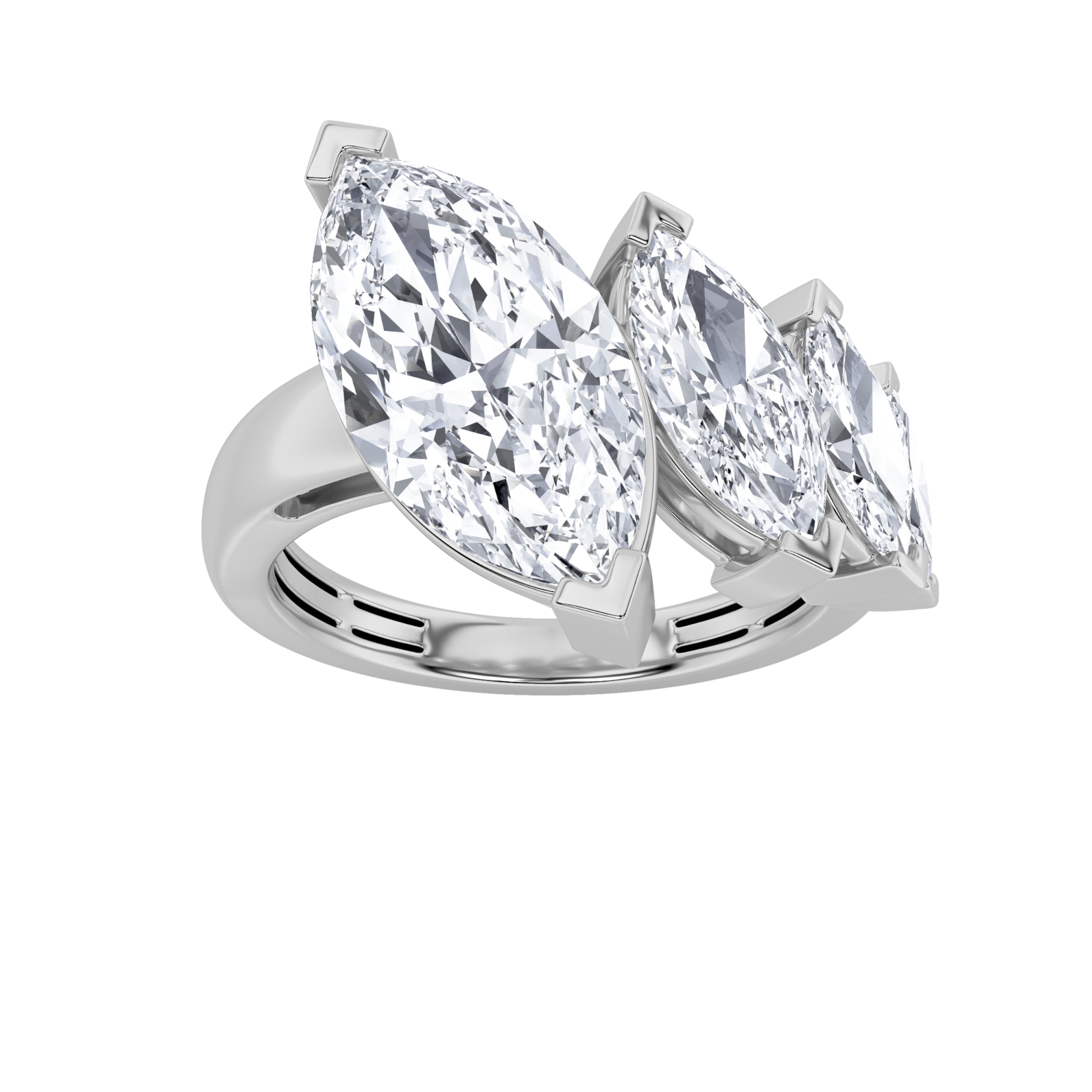 2.5CTW Marquise Shaped Lab Grown Diamond (G/VS) Four Stone Fashion Ring in 14K Gold