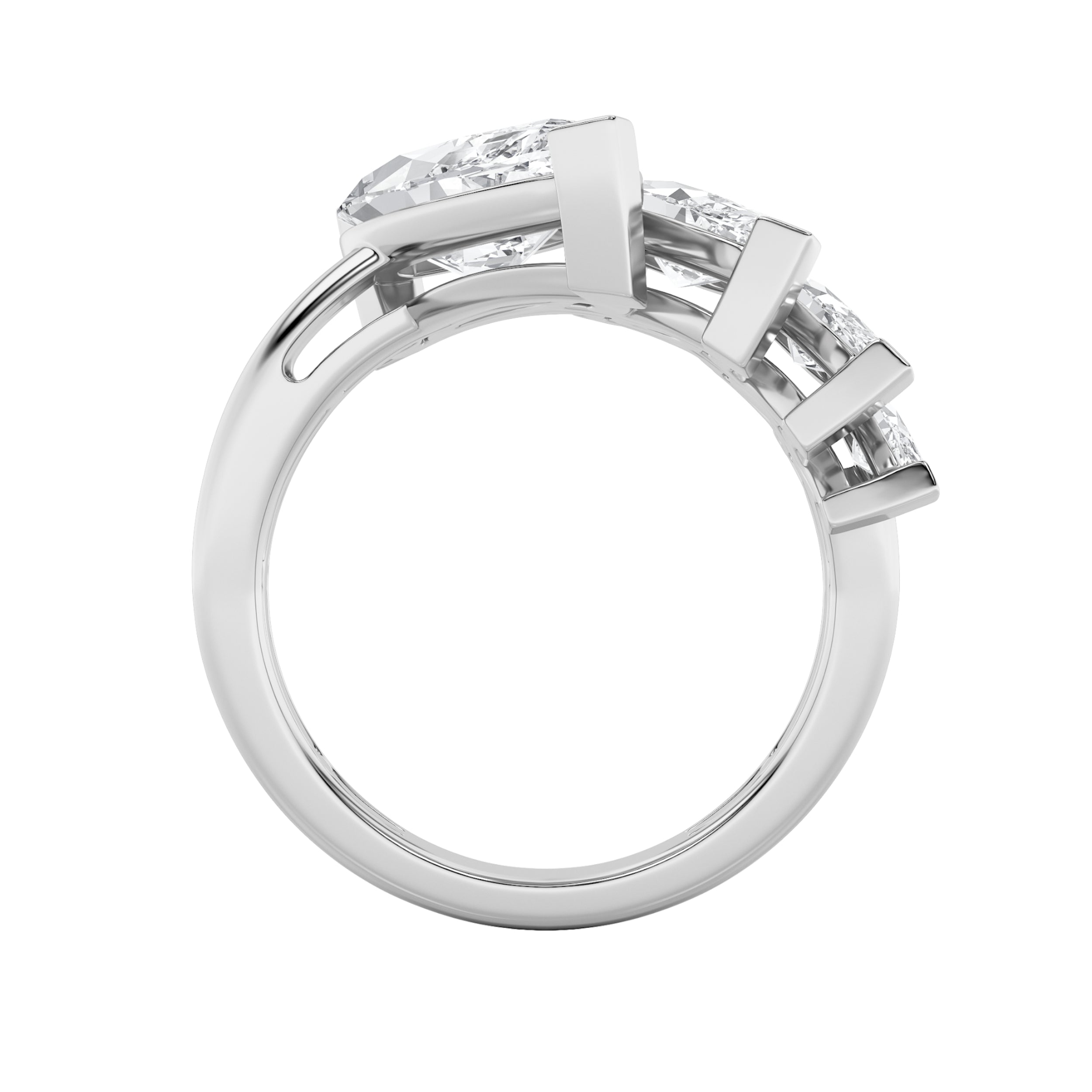 2.5CTW Marquise Shaped Lab Grown Diamond (G/VS) Four Stone Fashion Ring in 14K Gold