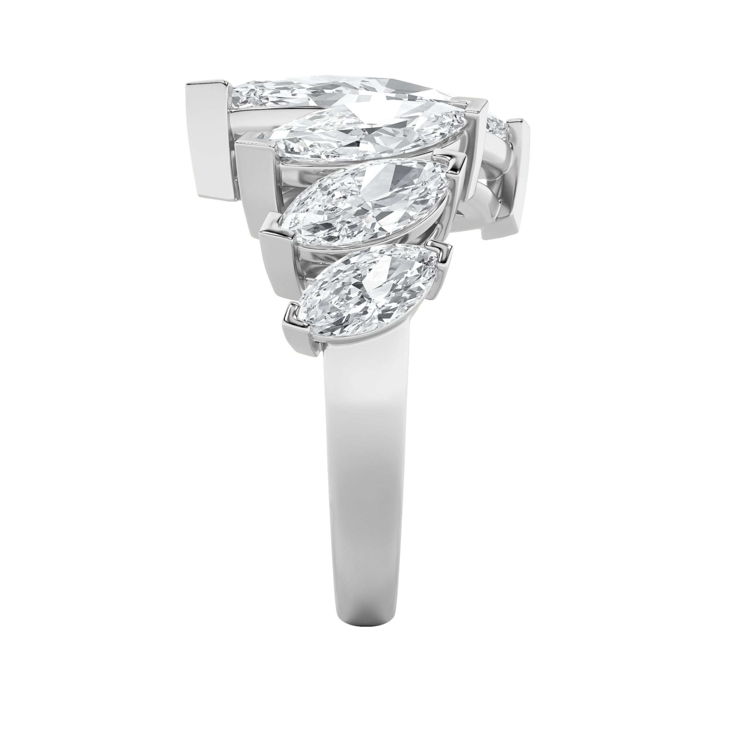 2.5CTW Marquise Shaped Lab Grown Diamond (G/VS) Four Stone Fashion Ring in 14K Gold