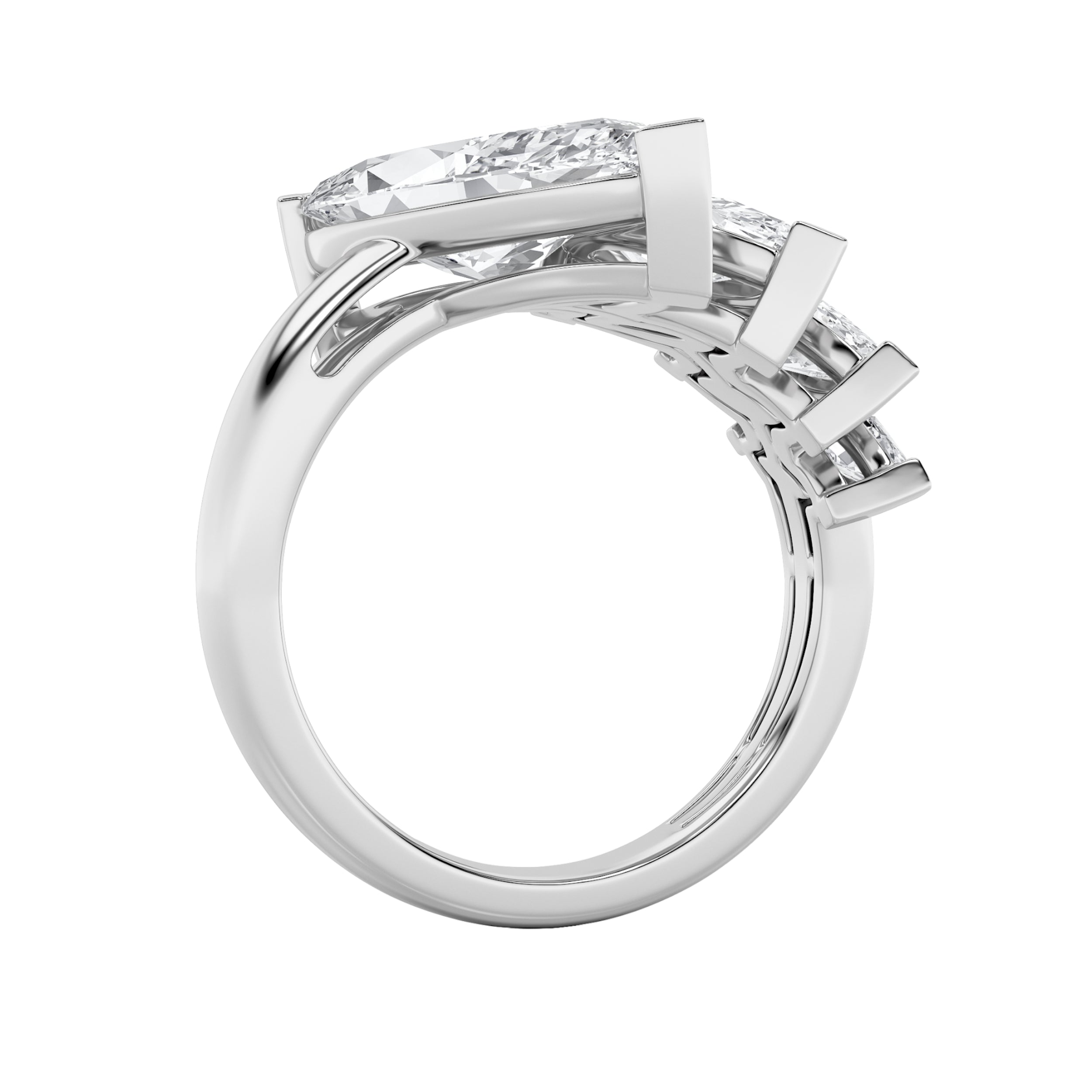 2.5CTW Marquise Shaped Lab Grown Diamond (G/VS) Four Stone Fashion Ring in 14K Gold