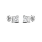 2CTW Princess Shaped Lab Grown Diamond (F/VS) Stud Earrings in 14K Gold