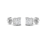 2CTW Princess Shaped Lab Grown Diamond (F/VS) Stud Earrings in 14K Gold