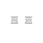2CTW Princess Shaped Lab Grown Diamond (F/VS) Stud Earrings in 14K Gold