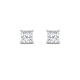 2CTW Princess Shaped Lab Grown Diamond (F/VS) Stud Earrings in 14K Gold