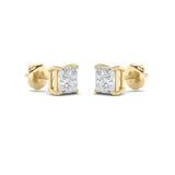 2CTW Princess Shaped Lab Grown Diamond (F/VS) Stud Earrings in 14K Gold