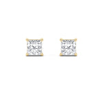 2CTW Princess Shaped Lab Grown Diamond (F/VS) Stud Earrings in 14K Gold